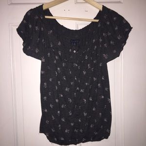 Grey with Flowers American Eagle Top